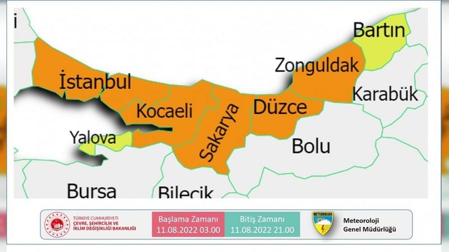 Meteoroloji'den D�zce i�in turuncu uyar�