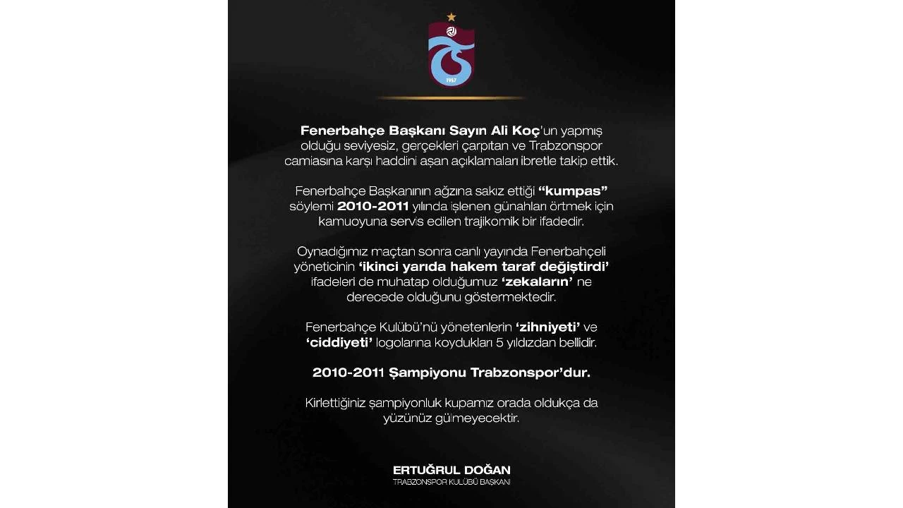 Trabzonspor Başkanı'ndan sert açıklama