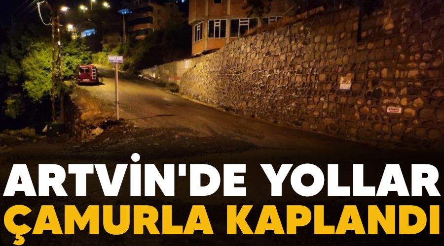 Artvin'de yollar çamurla kaplandı