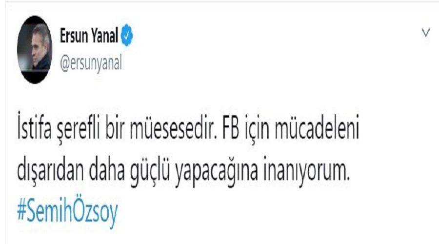 Ersun Yanal'dan Semih �zsoy'a mesaj