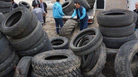 Eski lastikler geri dönüşümle ekonomiye kazandırıldı