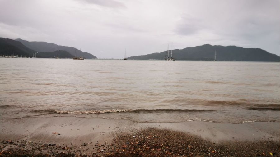 Marmaris'te denizin rengi kahverengiye dnd