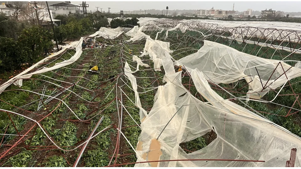 Antalya'da seralar� �nce sa�anak, sonra hortum vurdu