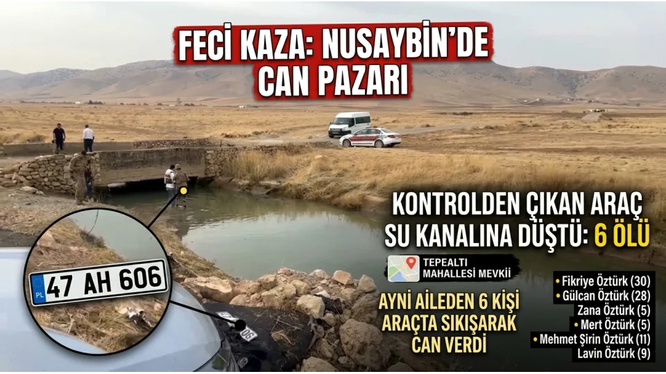 Mardin'de su kanal�na d��en otomobildeki 4'� �ocuk 6 ki�i hayat�n� kaybetti