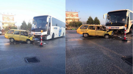 Akhisar'da otomobil ile yolcu otobs arpt: 1 l