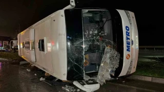Samsun'da otob�s yan yatt�: 7 ki�i yaraland� 