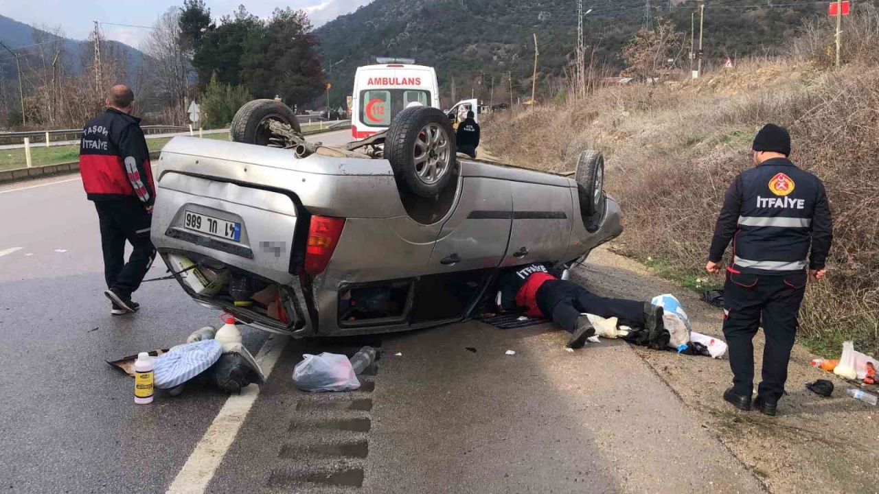 Amasya'da otomobil takla att�: 2'si �ocuk 4 yaral�