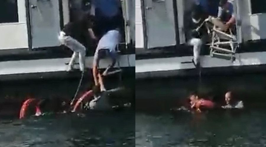 Kad�n yolcu denize d��t�