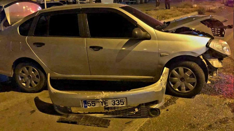 K�pe�e �arpmamak i�in manevra yapan otomobil t�r park�na dald�