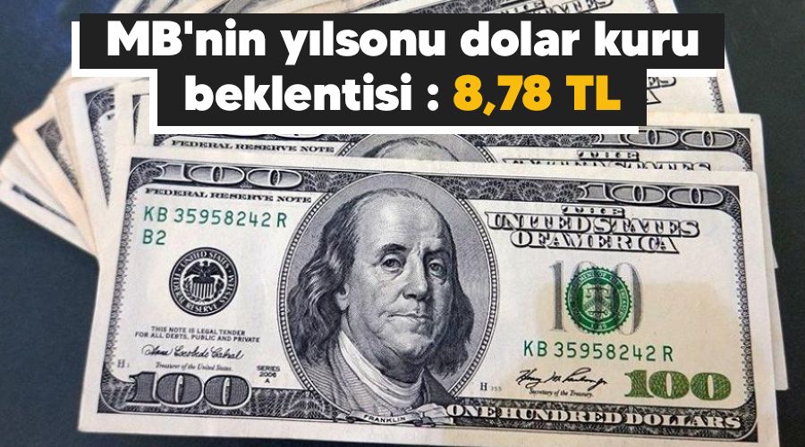 MB'nin ylsonu dolar kuru beklentisi : 8,78 TL 