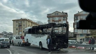Silivri'de işçi servisi alevlere teslim oldu