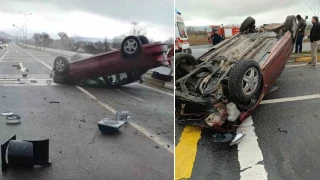 Bolu'da kontrolden ��kan otomobil takla att�